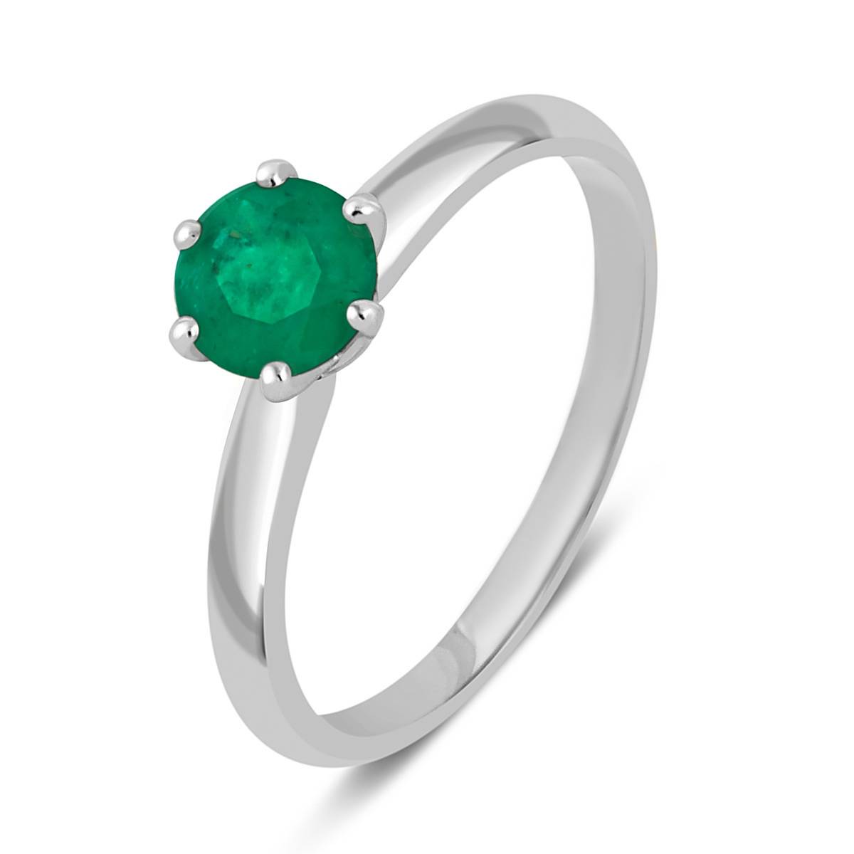 Помолвочное кольцо из белого золота с изумрудом (047429)