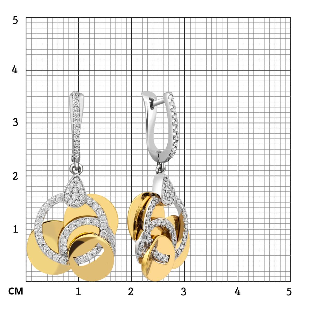 Серьги из комбинированного золота с бриллиантами (025855)
