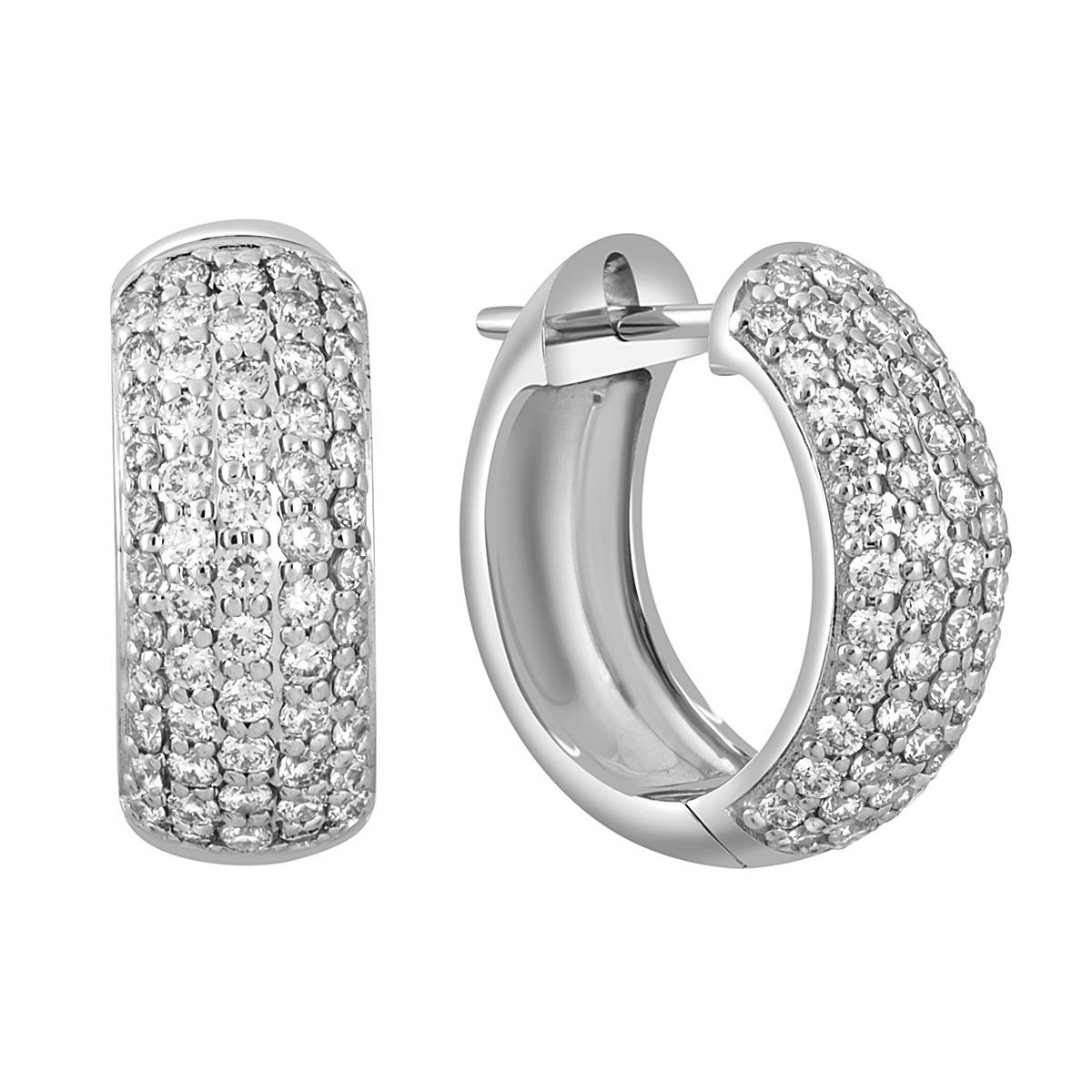 Серьги конго из белого золота с бриллиантами (045929)