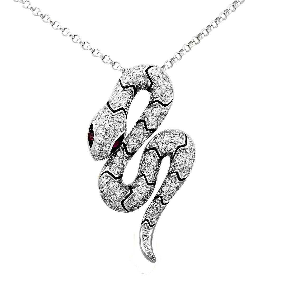 Колье из белого золота с бриллиантами и рубинами (025343)