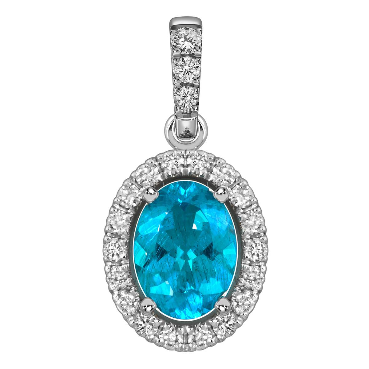 Кулон из белого золота с бриллиантами и топазом (058823)