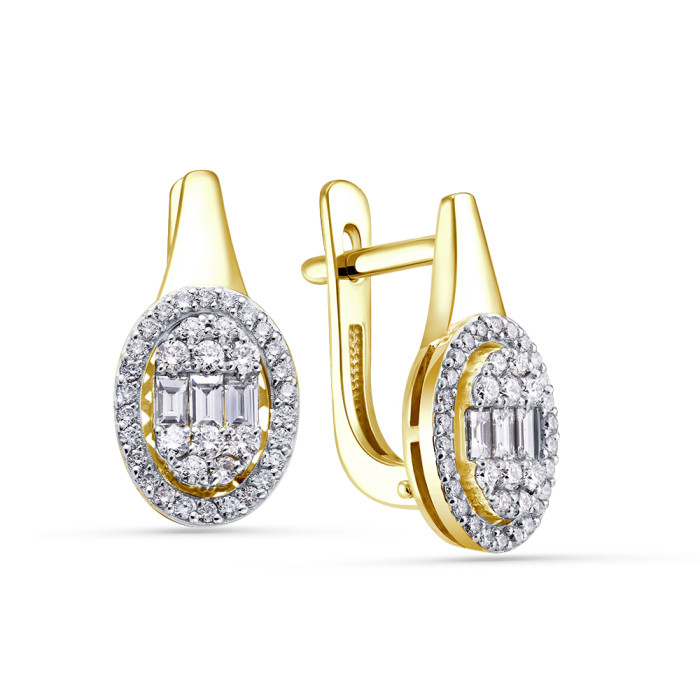 Серьги из жёлтого золота с бриллиантами (055837)