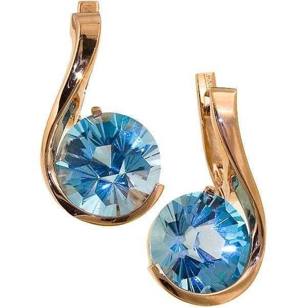 Серьги из красного золота с топазами (028047)