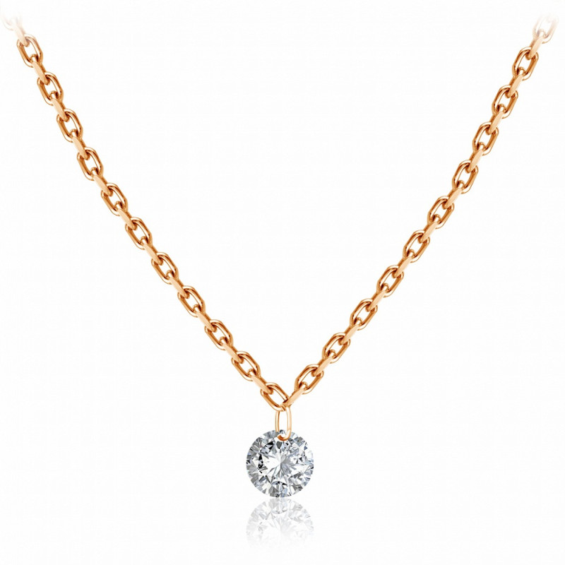 Колье из красного золота с бриллиантом (047746)