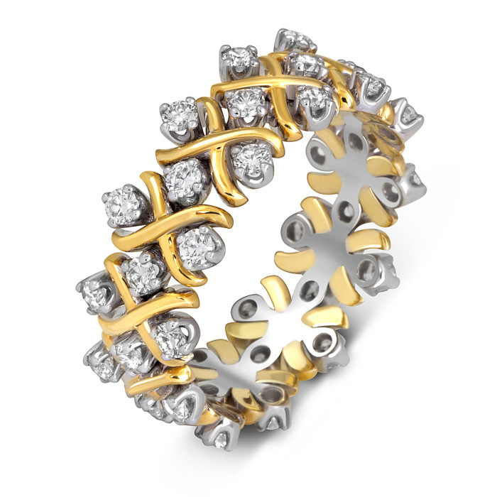 Кольцо из комбинированного золота с бриллиантами (052933)