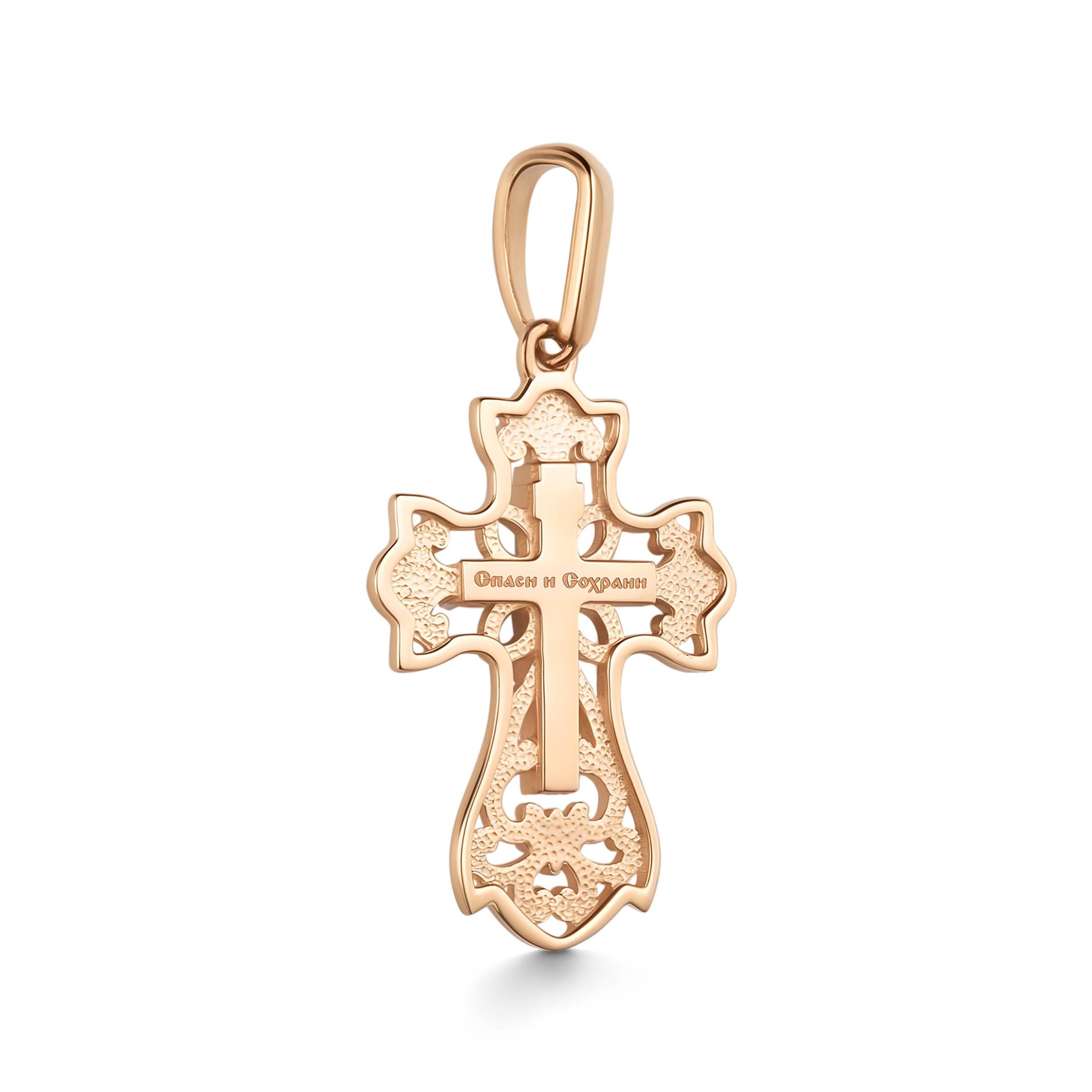 Кулон крест из комбинированного золота с бриллиантами (060910)