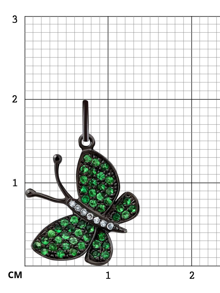 Кулон из чернёного золота с бриллиантами и цаворитами 
