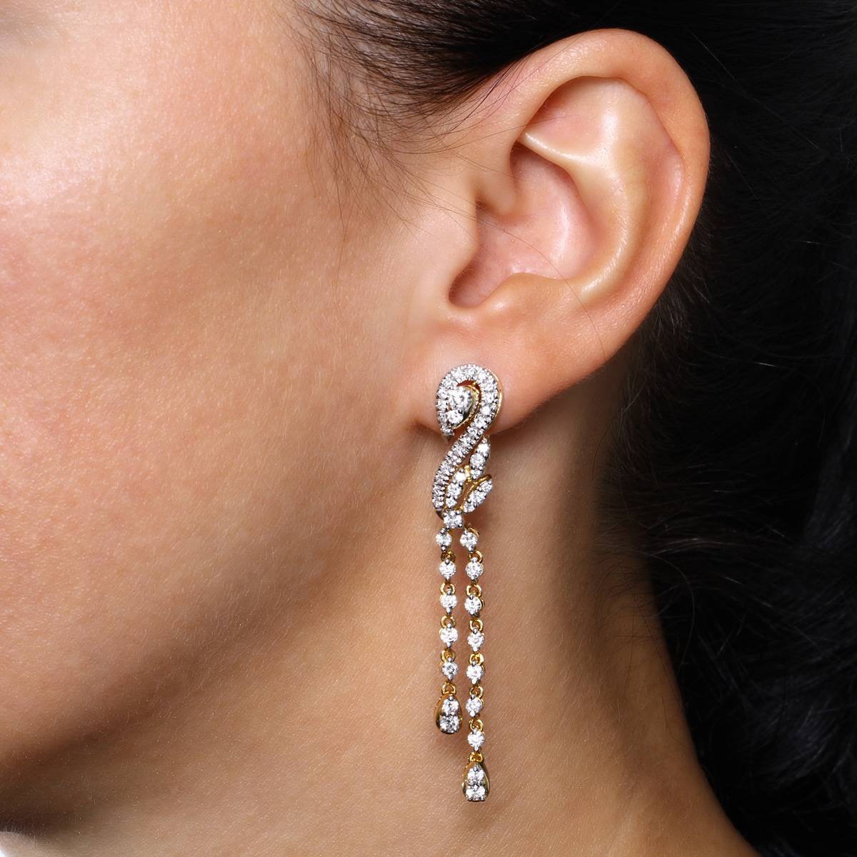 Серьги из жёлтого золота с бриллиантами (037621)
