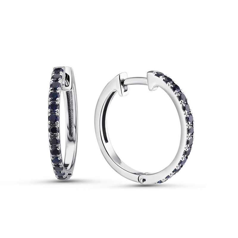 Серьги конго из белого золота с сапфирами (060469)