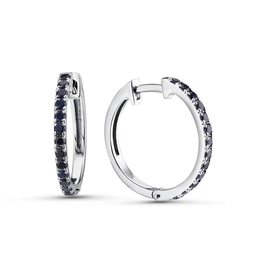 Серьги конго из белого золота с сапфирами (060469)