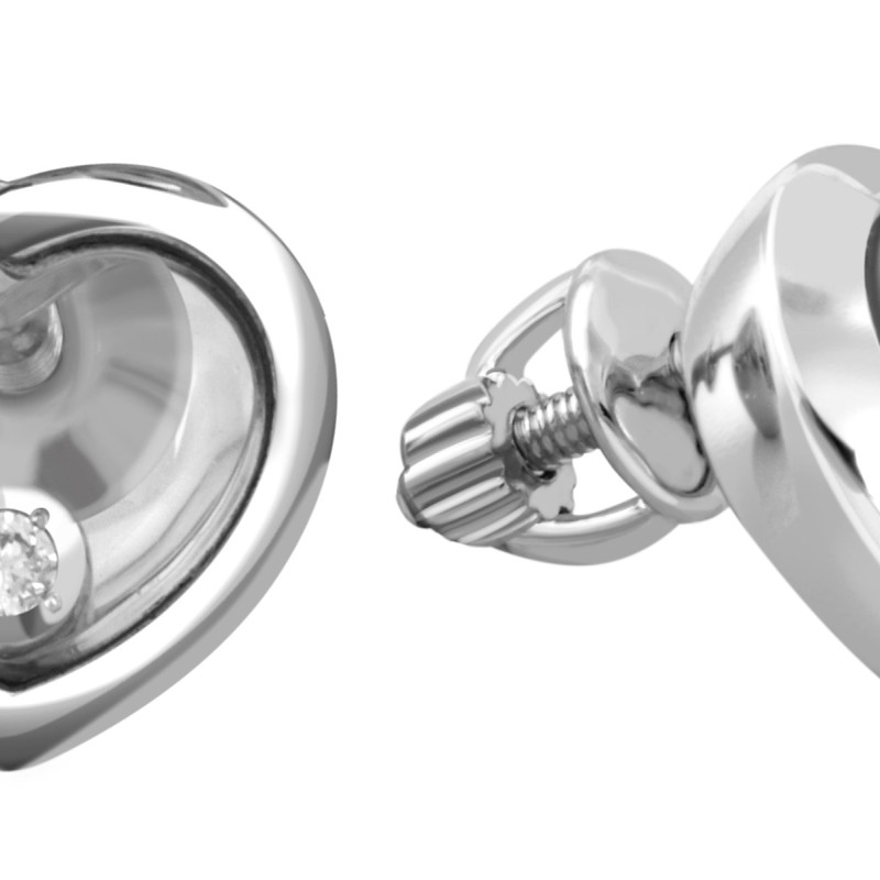 Серьги пусеты из белого золота с бриллиантами (042674)