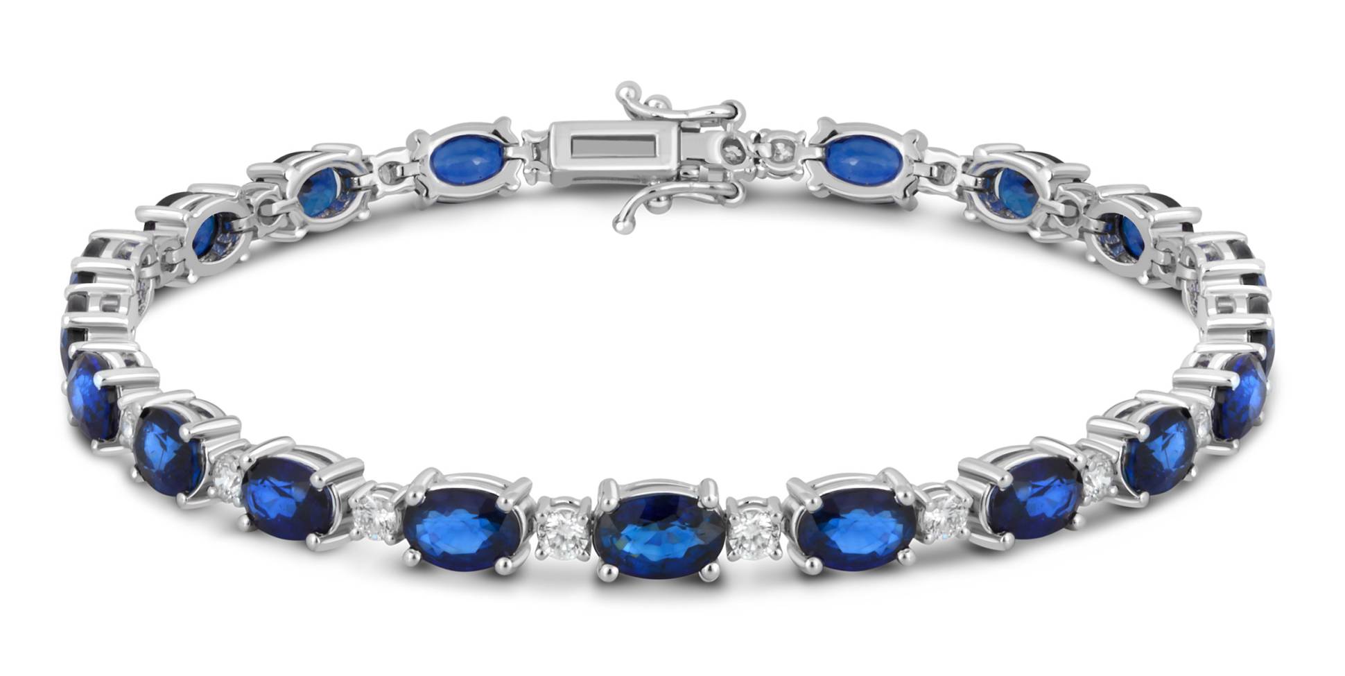 Браслет из белого золота с бриллиантами  и сапфирами (039460)