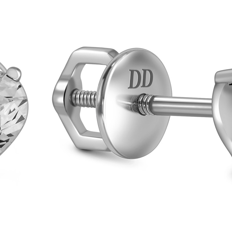 Серьги пусеты из белого золота с бриллиантами 