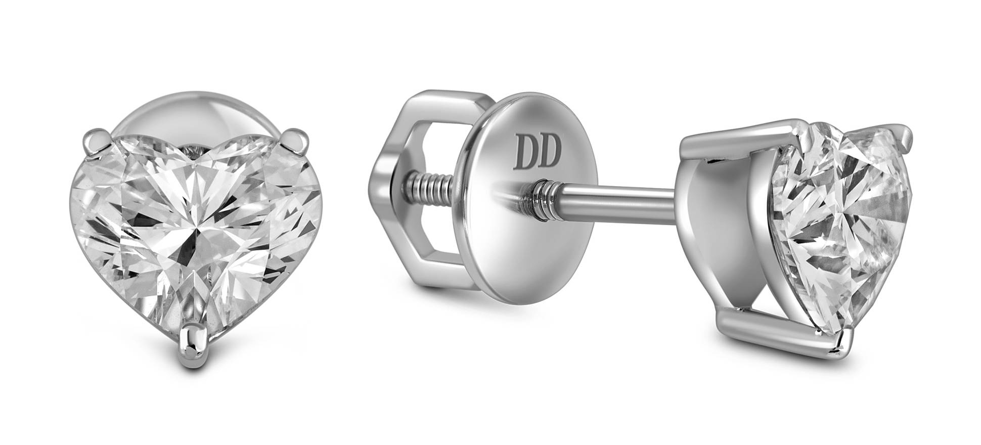 Серьги пусеты из белого золота с бриллиантами 