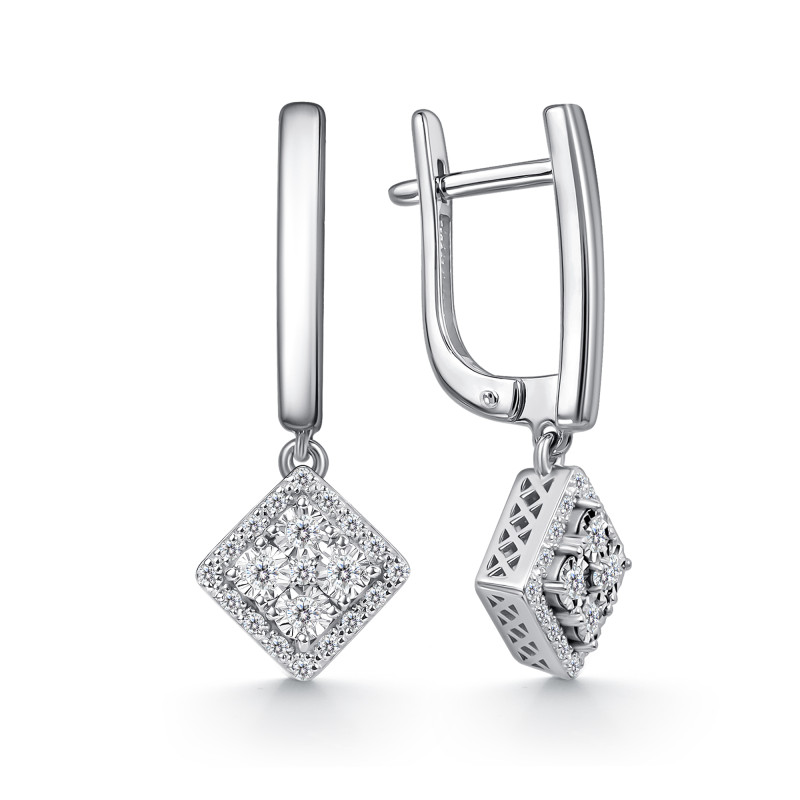 Серьги из белого золота с бриллиантами (063021)