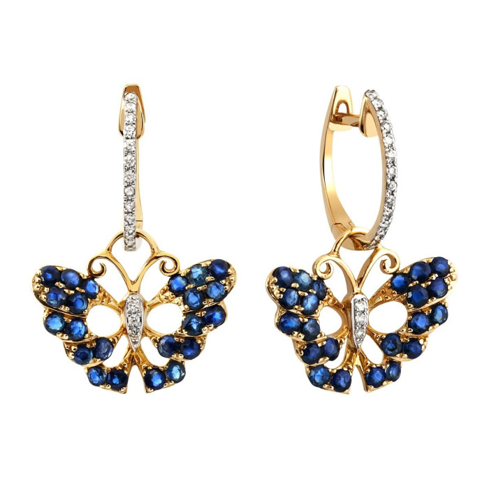 Серьги с сапфирами и бриллиантами (012658)