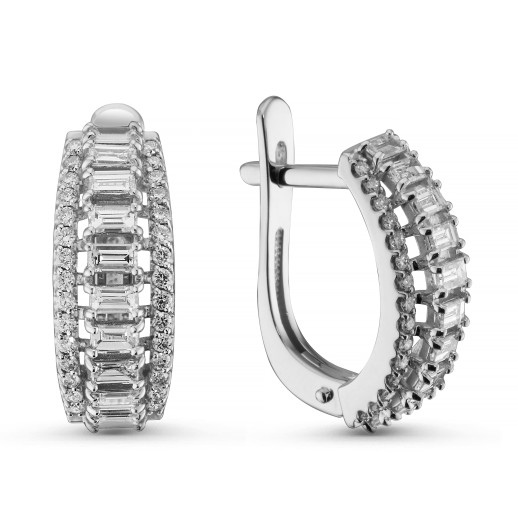 Серьги из белого золота с бриллиантами (063781)
