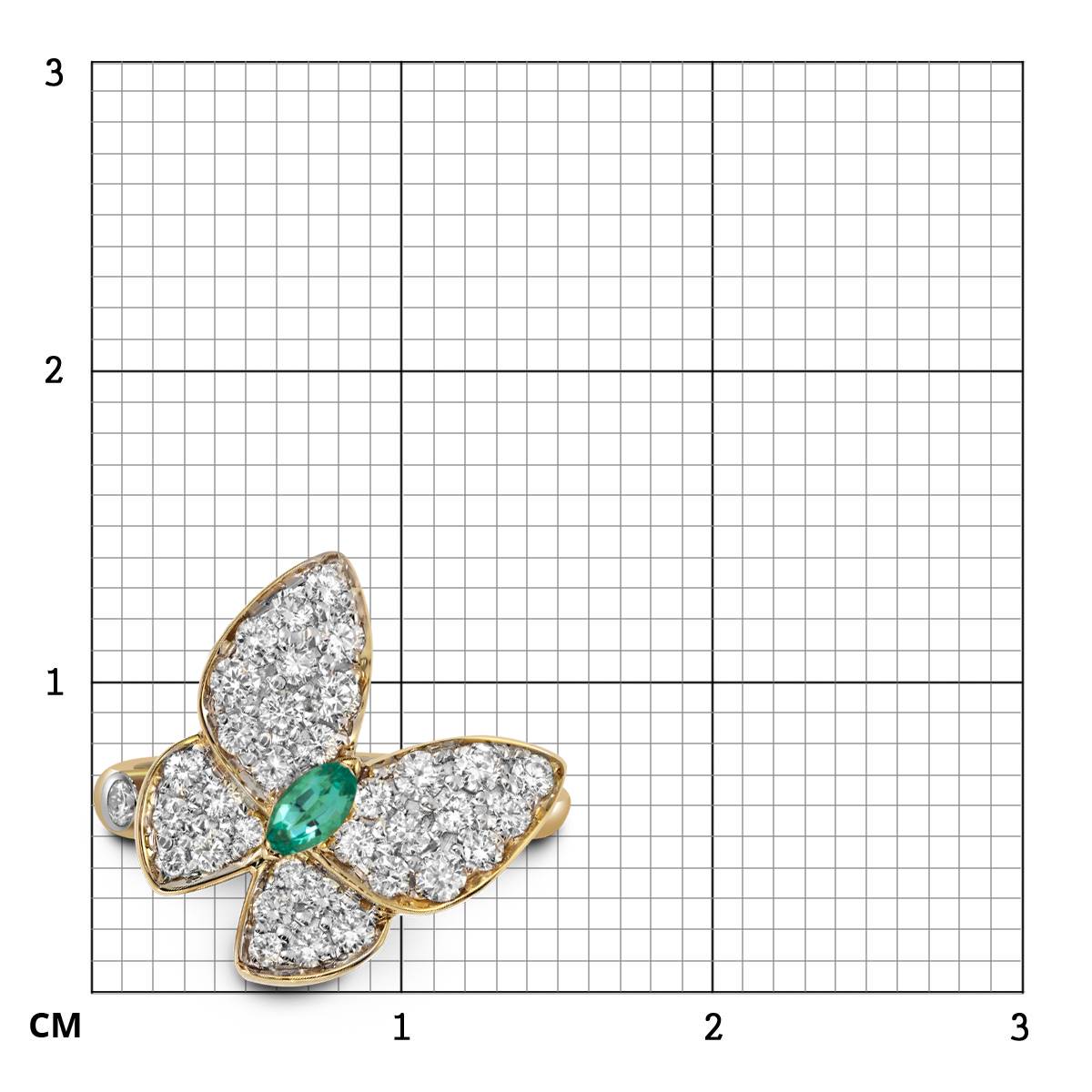 Кольцо из жёлтого золота с бриллиантами и изумрудом 