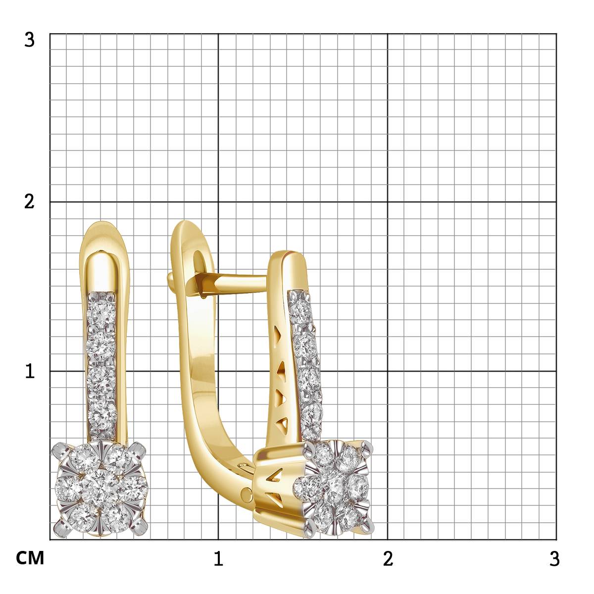 Серьги из комбинированного золота с бриллиантами (039640)
