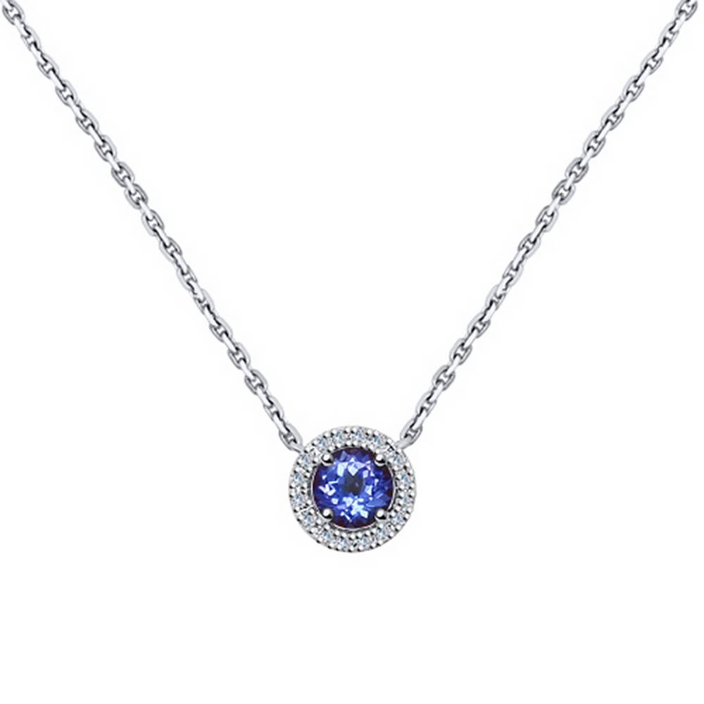 Колье из белого золота с бриллиантами и танзанитом (038975)