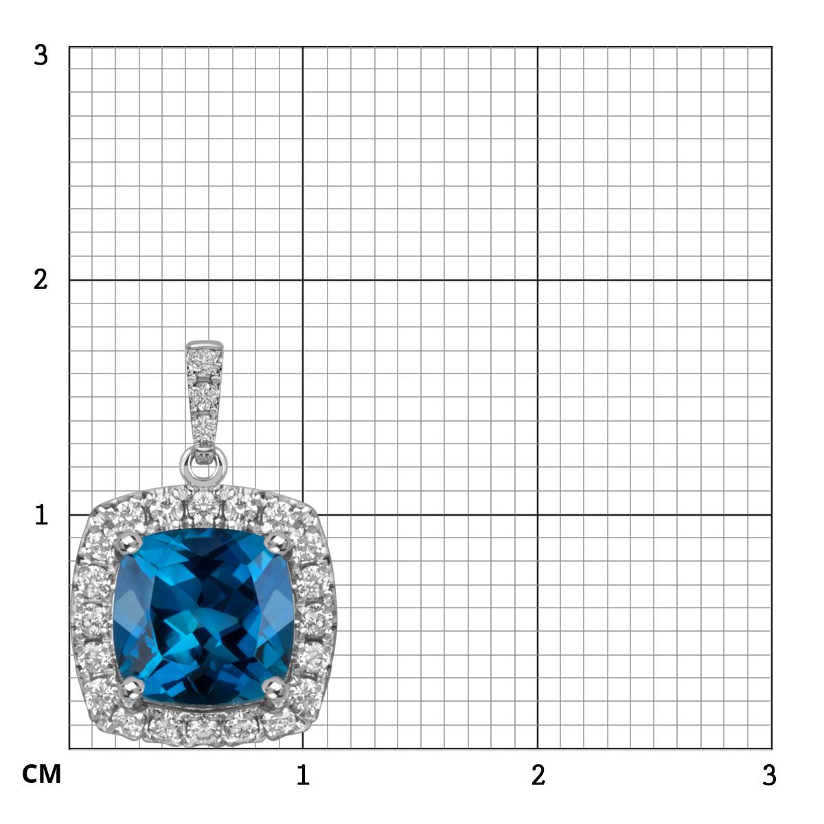 Кулон из белого золота с бриллиантами и топазом (060153)