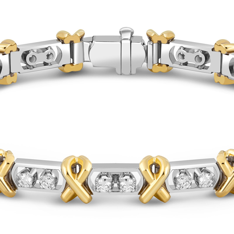 Браслет из комбинированного золота с бриллиантами (050439)