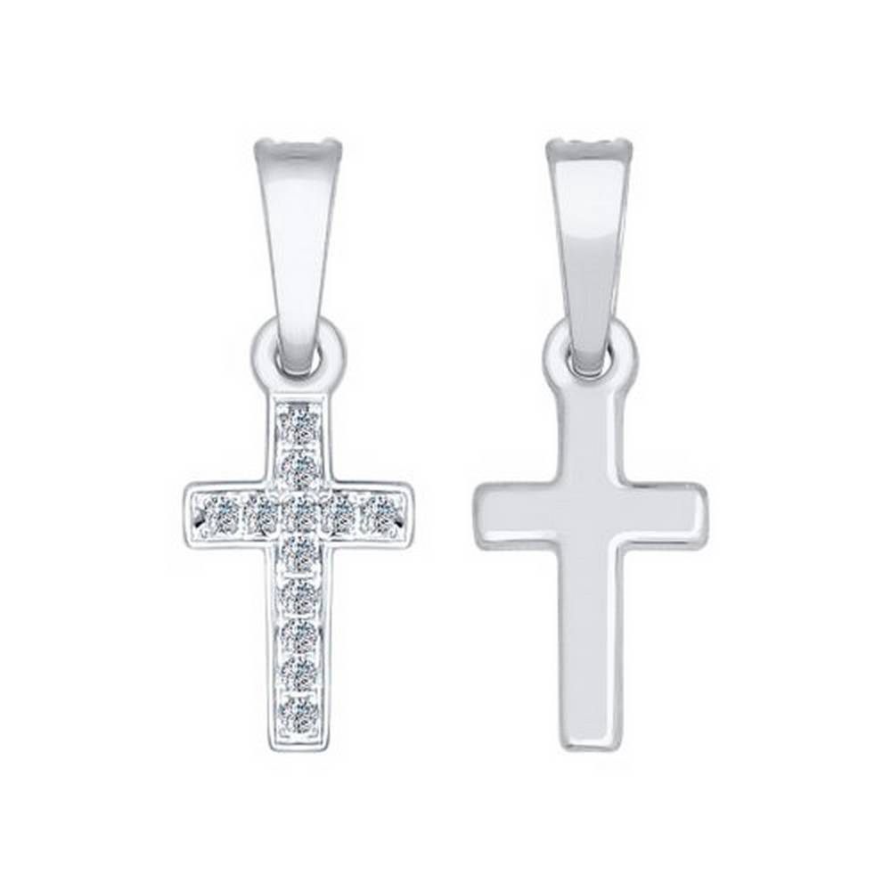 Кулон крест из белого золота с бриллиантами (036493)