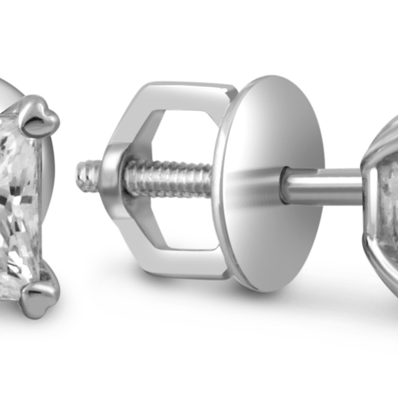 Серьги пусеты из платины с бриллиантами (052652)