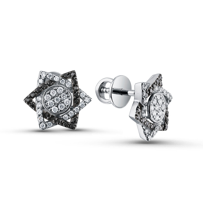 Серьги пусеты из белого золота с бриллиантами (051430)