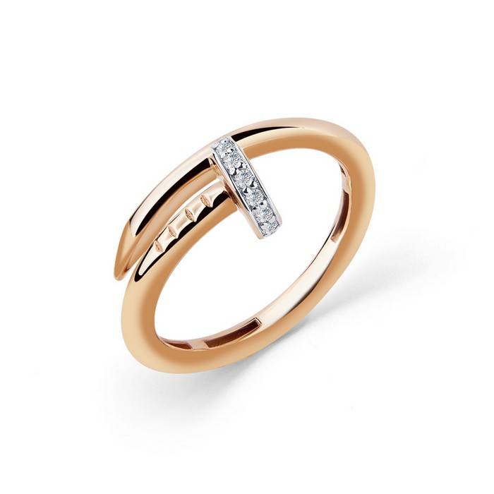 Кольцо из красного золота с бриллиантами (052410)