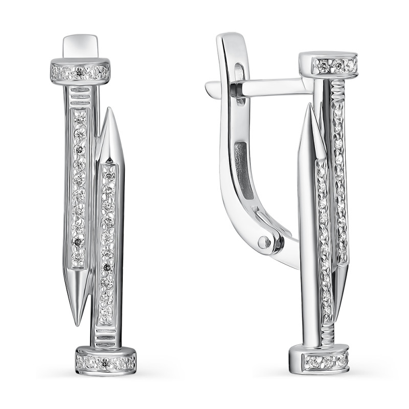 Серьги из белого золота с бриллиантами (056178)