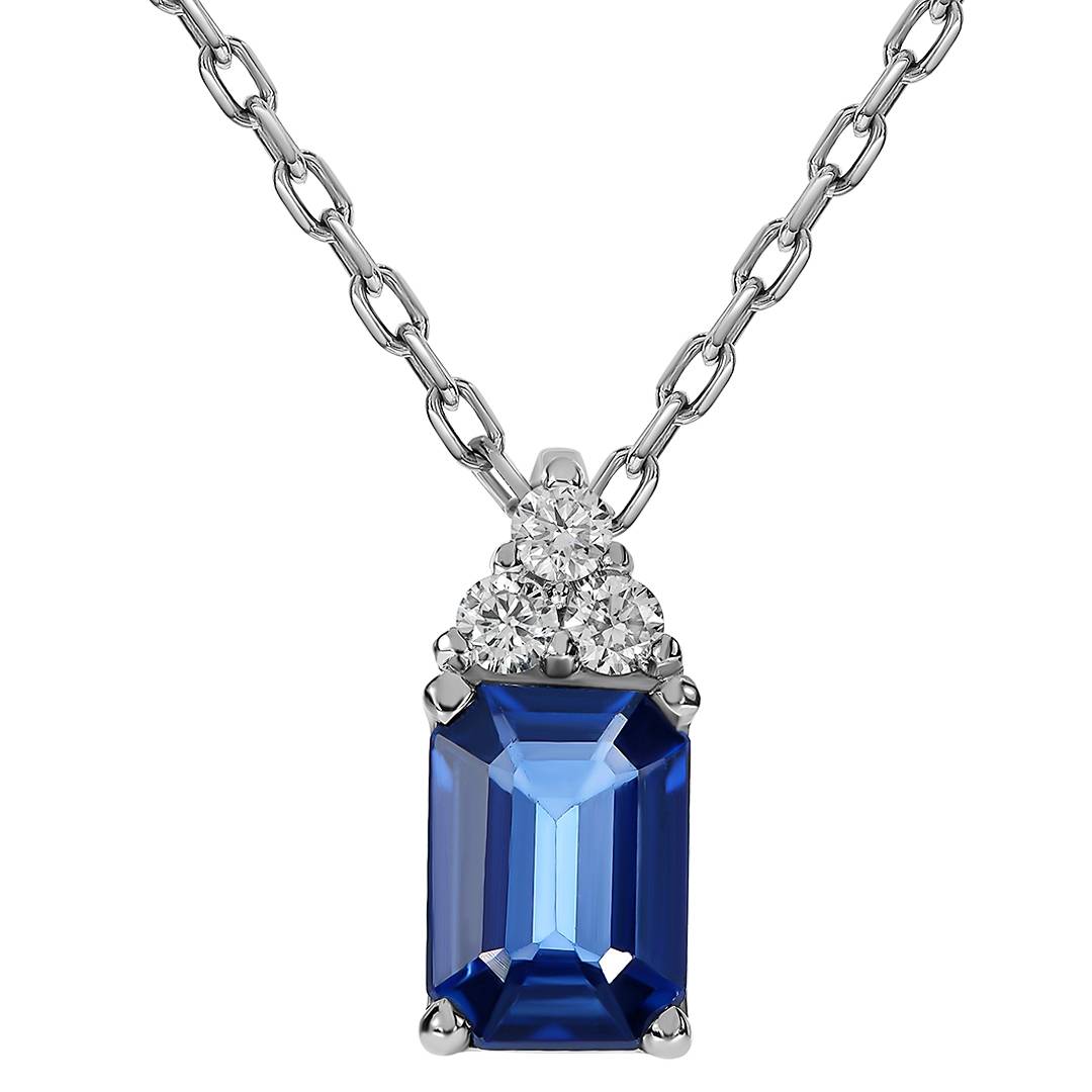 Колье из белого золота с бриллиантами и  сапфиром (062813)