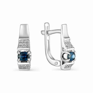 Серьги из белого золота с бриллиантами и сапфирами (034563)