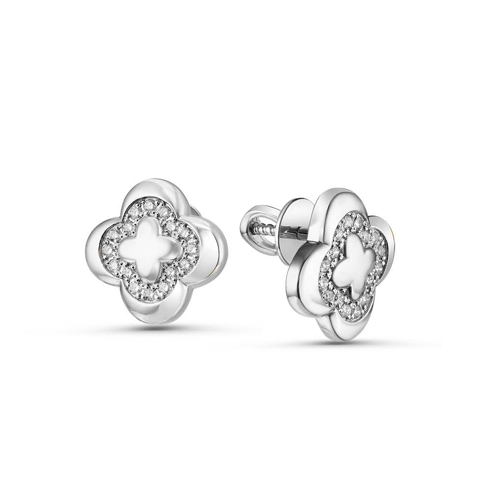 Серьги пусеты из белого золота с бриллиантами (058788)