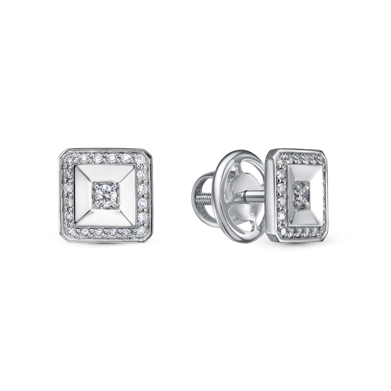 Серьги пусеты из платины с бриллиантами (057997)