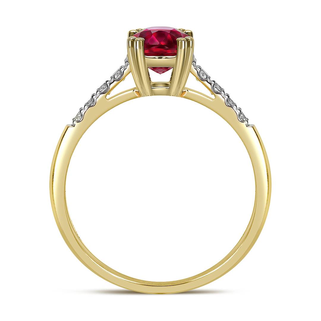 Кольцо из жёлтого золота с бриллиантами и рубином (060337)