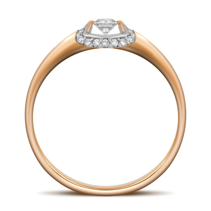 Помолвочное кольцо из красного золота с бриллиантами (039797)