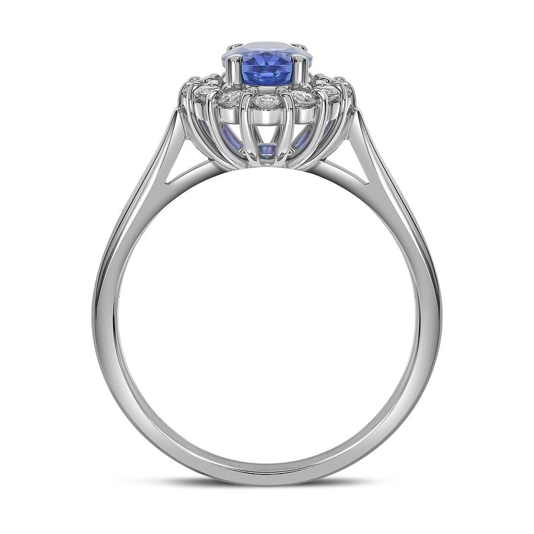 Кольцо из белого золота с бриллиантами и танзанитом (061603)