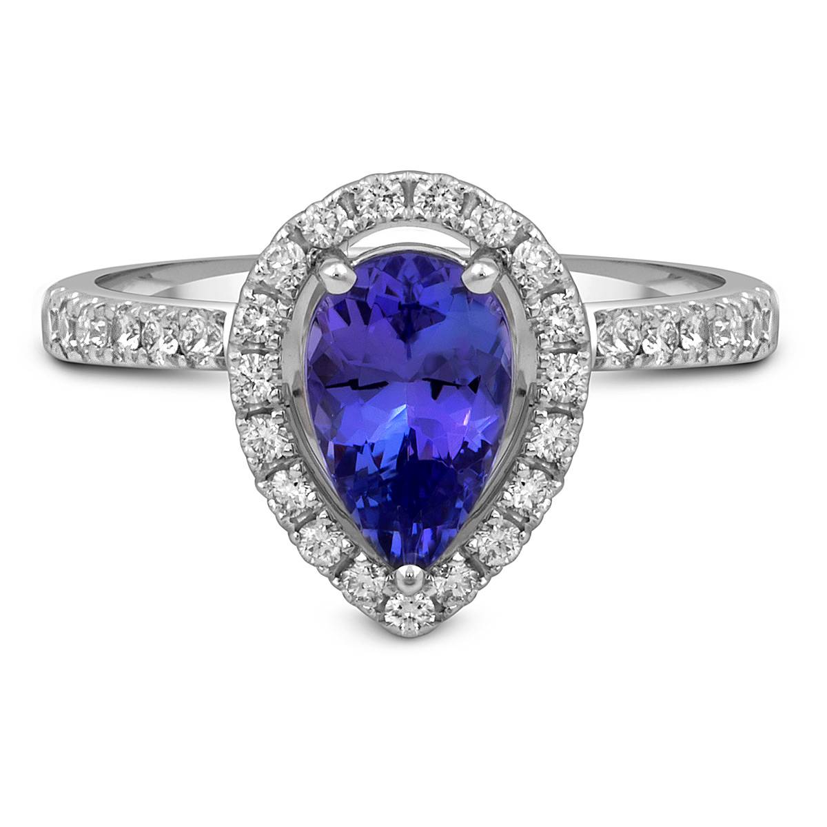 Кольцо из белого золота с бриллиантами и танзанитом (053764)