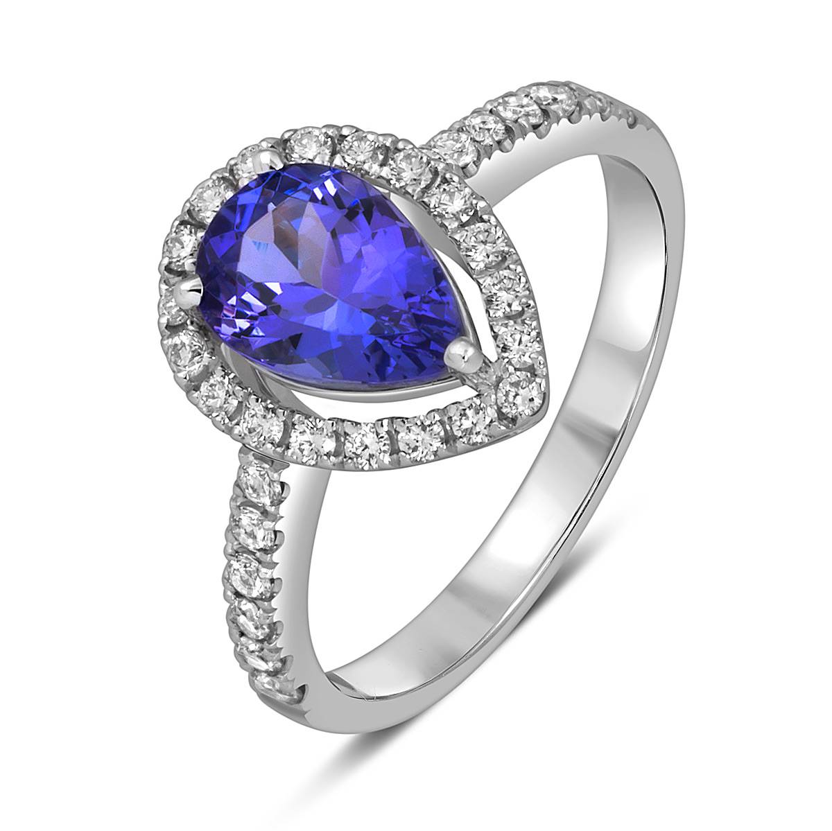 Кольцо из белого золота с бриллиантами и танзанитом (053764)