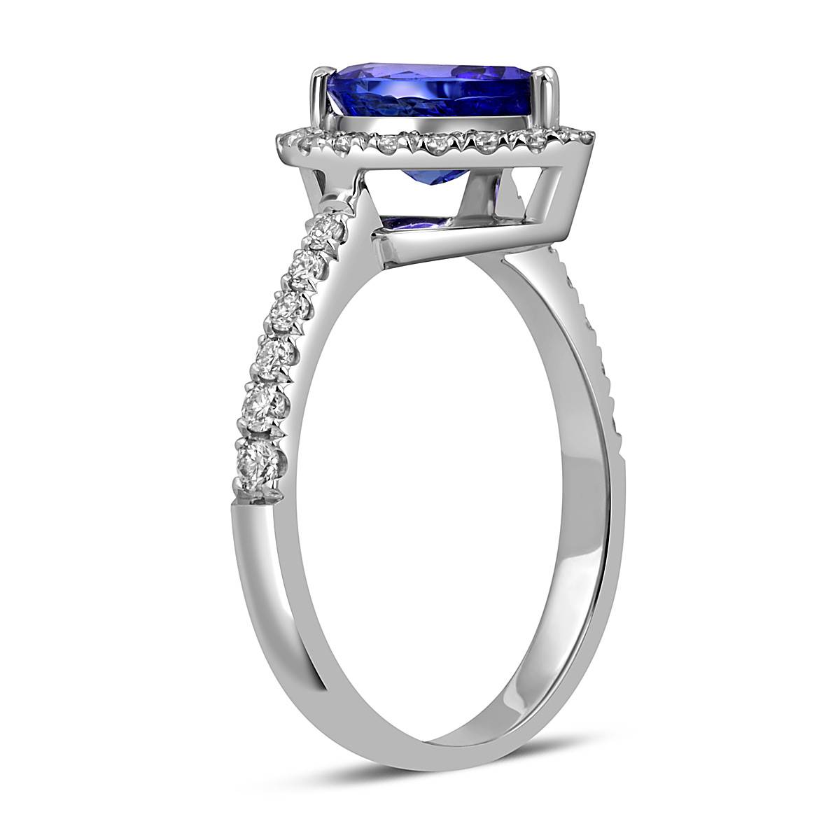 Кольцо из белого золота с бриллиантами и танзанитом (053764)