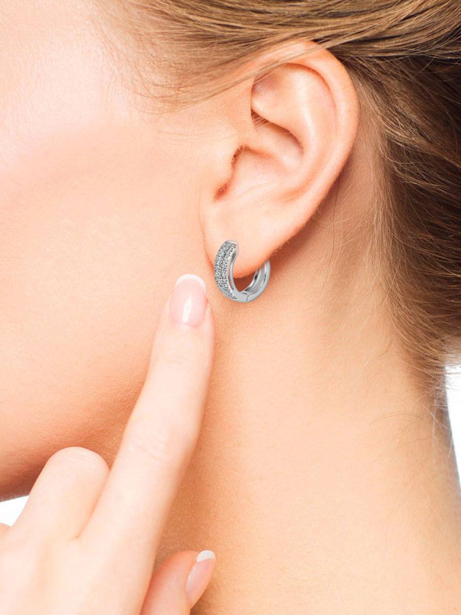 Серьги конго из белого золота с бриллиантами (046793)