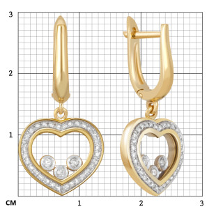 Серьги из комбинированного золота с бриллиантами (039675)