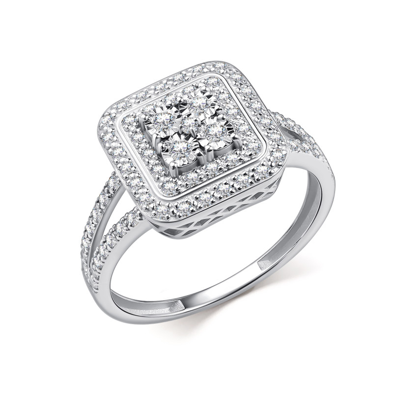 Кольцо из белого золота с бриллиантами (063010)