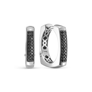 Серьги конго из белого золота с чёрными бриллиантами (062974)