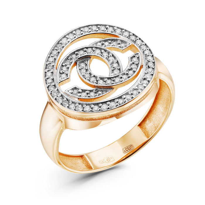 Кольцо из красного золота с бриллиантами (052406)