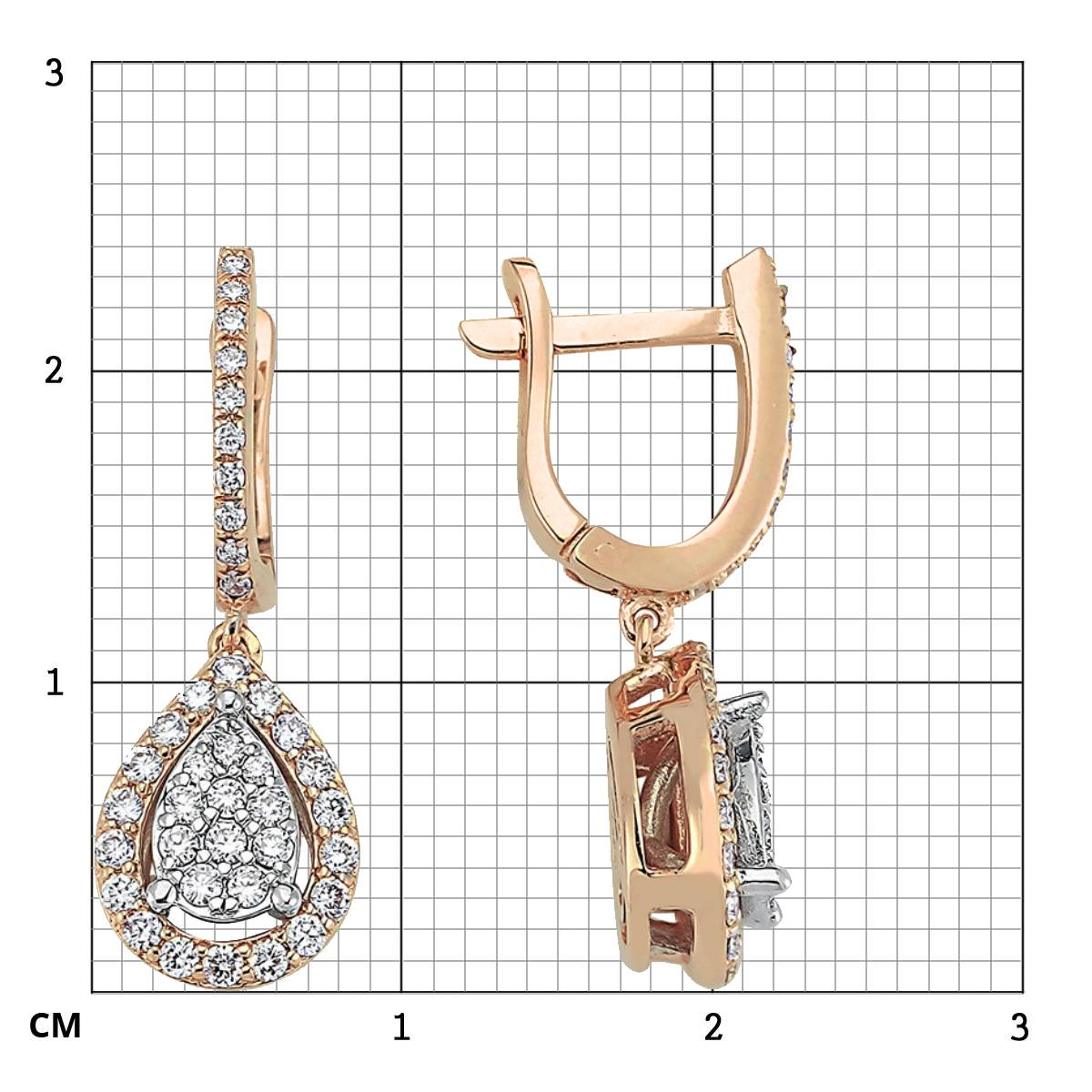 Серьги из красного золота с бриллиантами (050643)