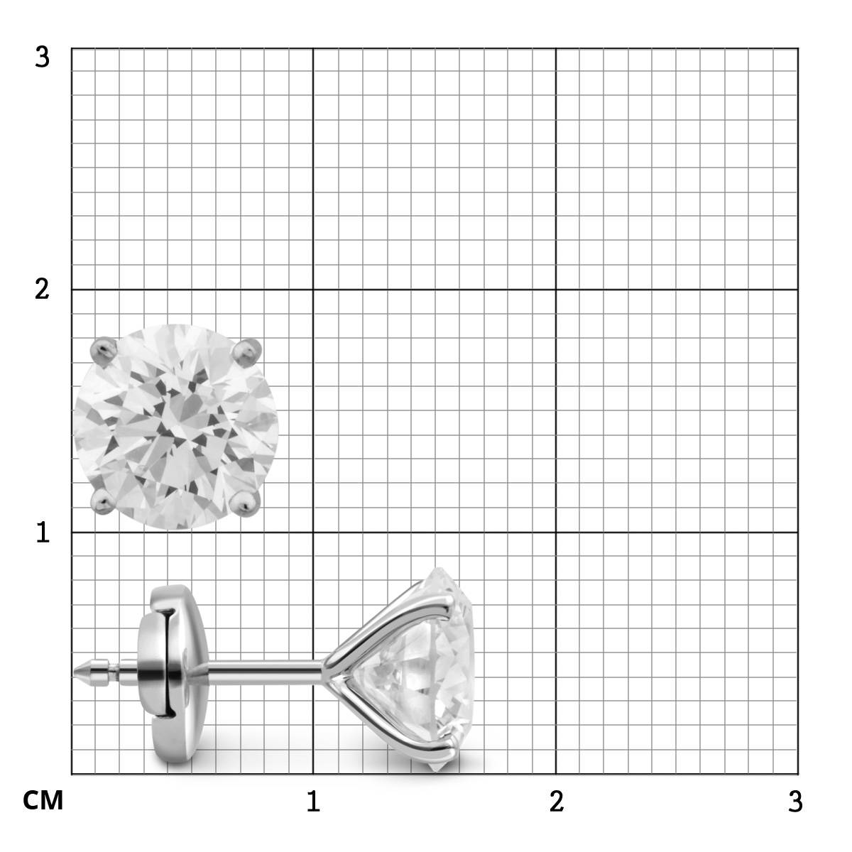 Серьги пусеты из белого золота с бриллиантами (050854)