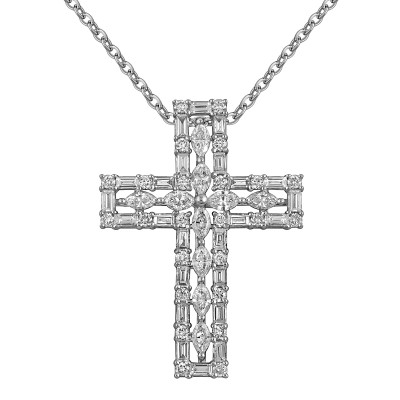 Колье крест из белого золота с бриллиантами &quot;Crivelli&quot; (052636)
