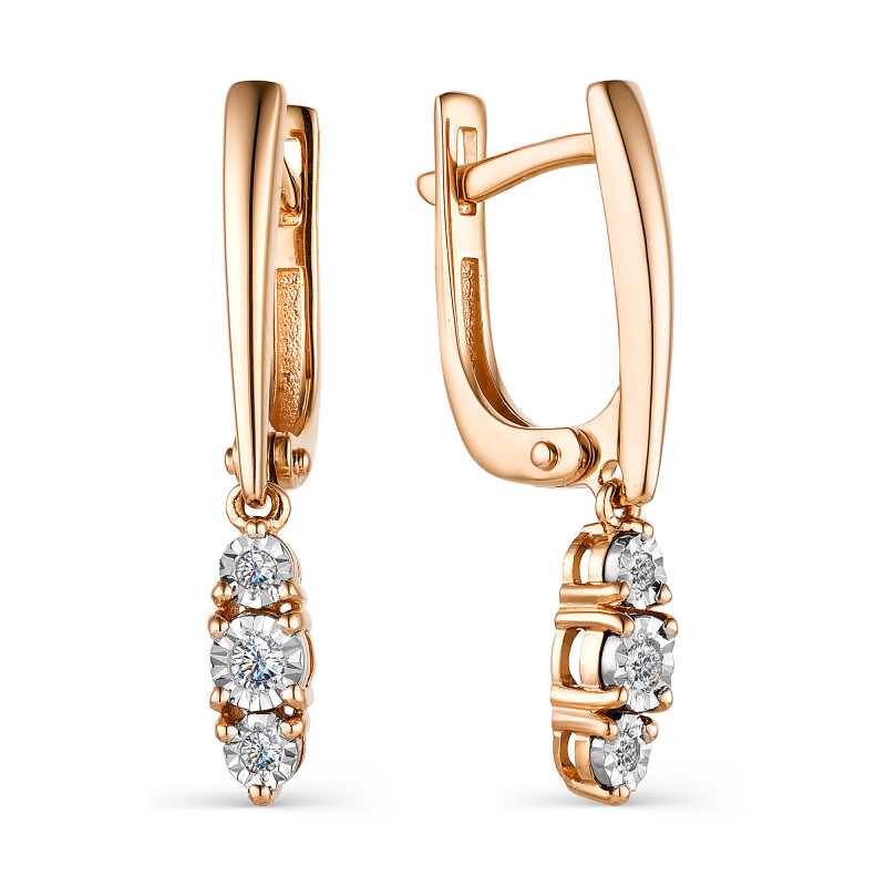 Серьги из красного золота с бриллиантами (040486)